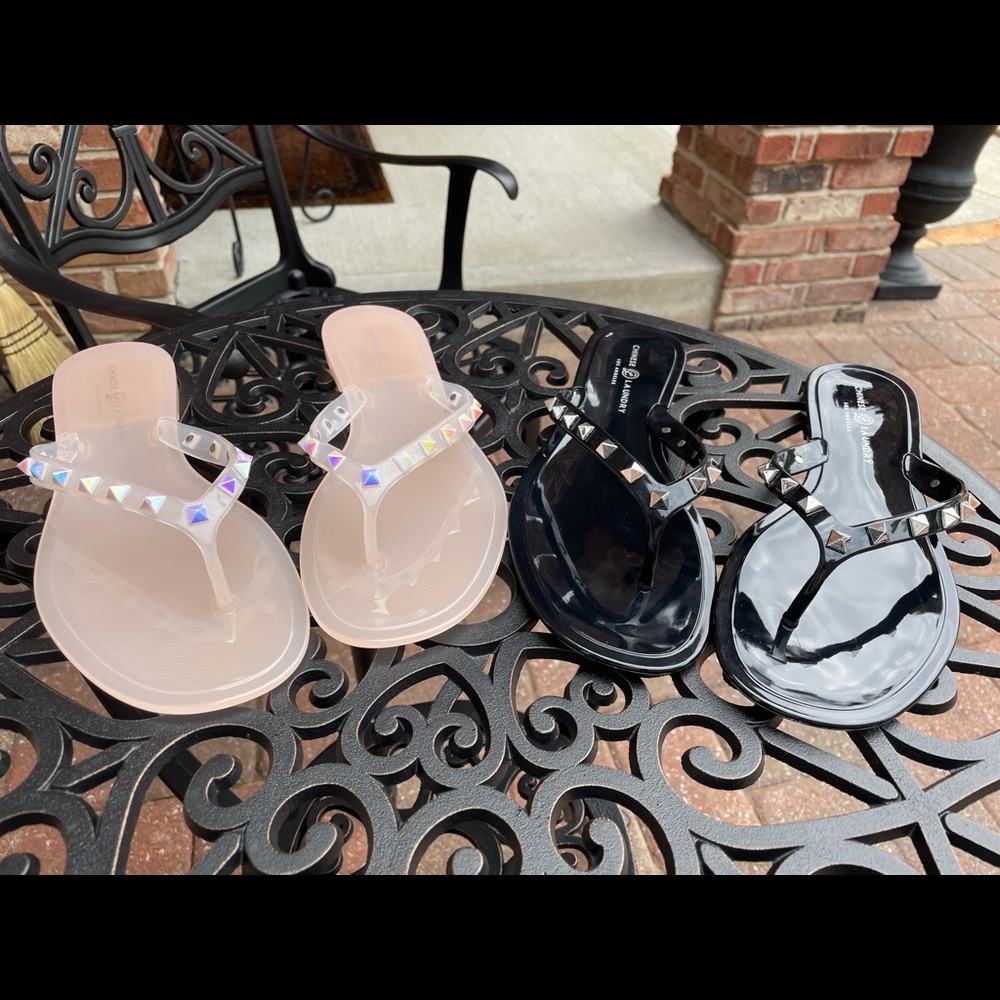 🆕 BLACK Chinese Laundry Studded Jelly Flip Flops